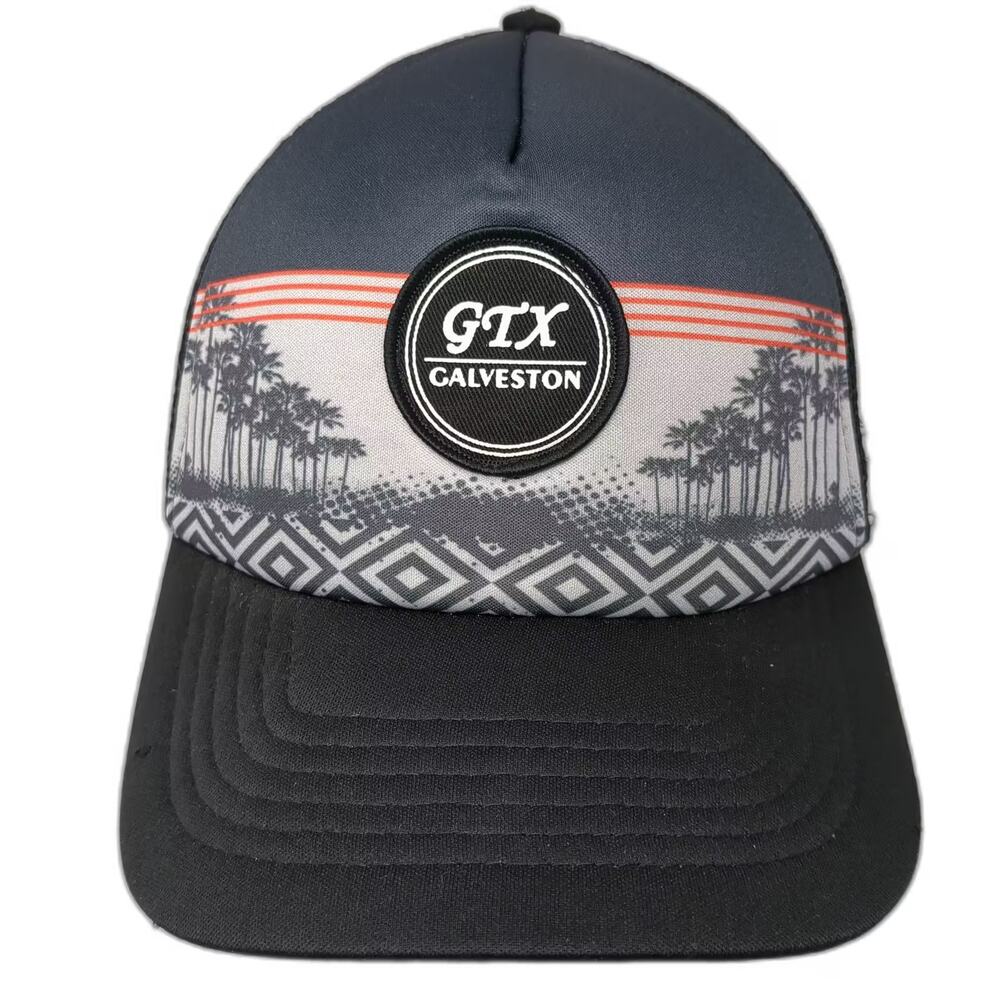 Triangle GTX Galveston Trucker Hat Black Gray One Size Mesh Sublimated Patch